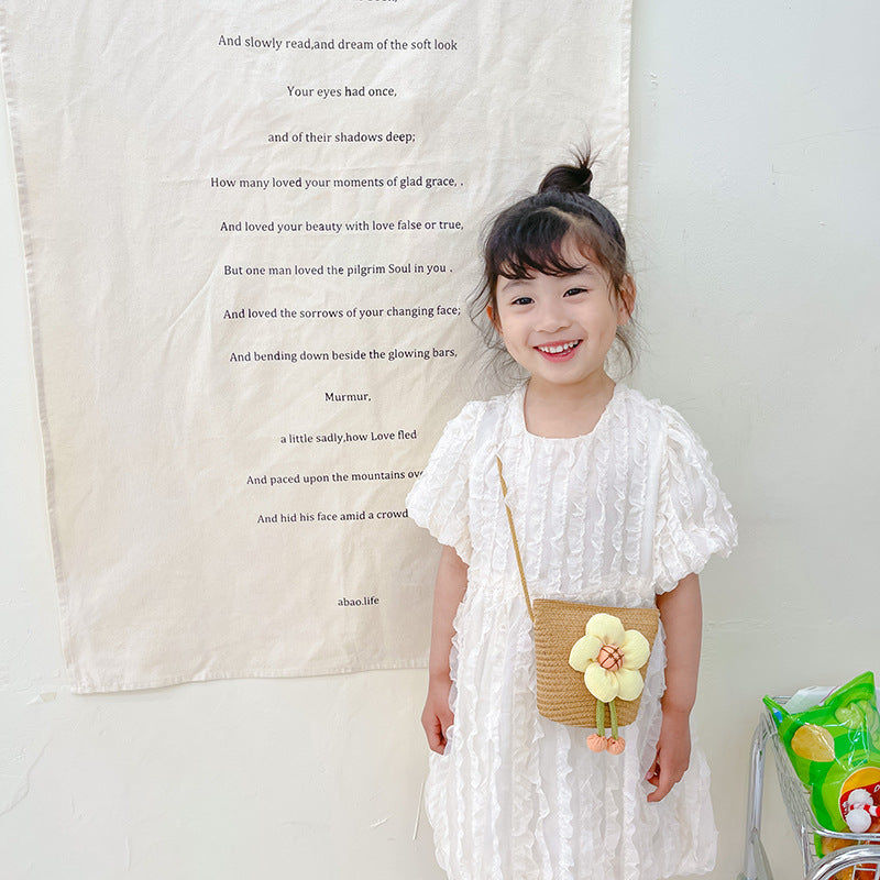 Wholesale Flower Straw Kids Bag